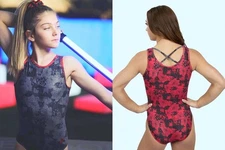 Plum Practicewear Gymnastics Leotard Flip Side Black Red Floral Size AXS