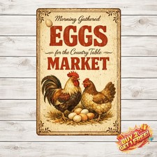 Farmhouse Coop Fresh Eggs Funny Chicken Metal Tin Sign 8x12 Art