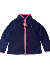 OshKosh B'gosh Size 4T Navy Blue Pink Trim Fleece Full Zip Jacket Heart