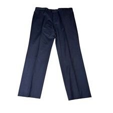 HUGO BOSS Men Navy Blue Virgin Wool Dress Pants Flat Front Size 36X28