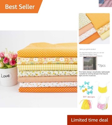 Soft and Durable Orange Cotton Fabric - 7 Pcs, 20'' x 20'' for Your Sewing Needs