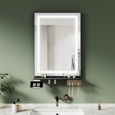 llluminated Bathroom Mirror With Shelf LED Vanity Mirror Demister 500x700mm