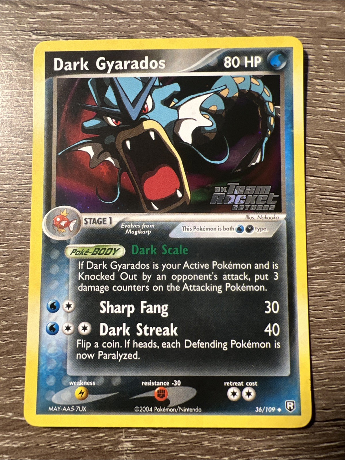 Pokemon Dark Gyarados EX Team Rocket Returns Reverse Holo 36/109 Stamped NM
