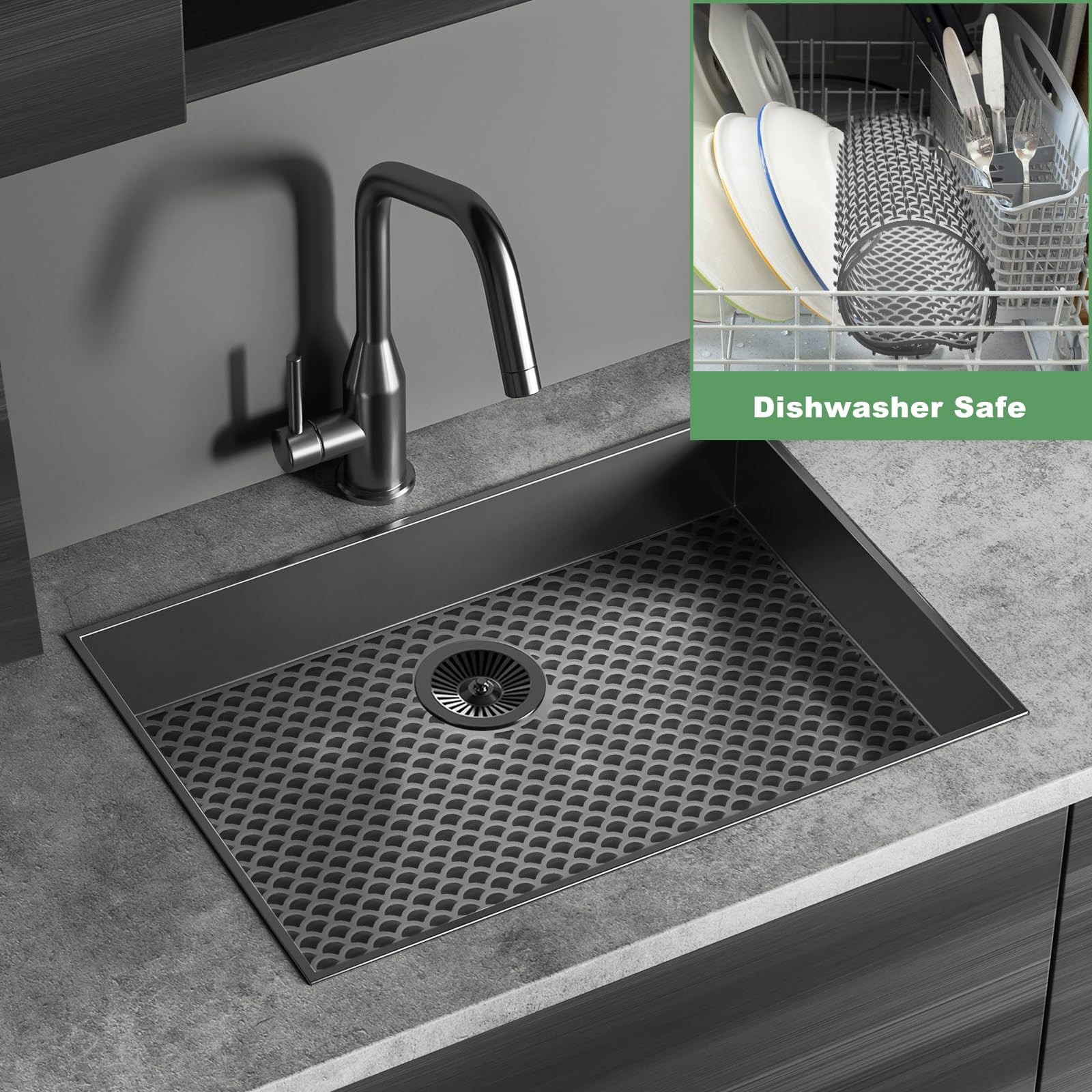 Best Sink Protectors for Kitchen - Large 28.4"x 15" with Rear Drain Hole Heat