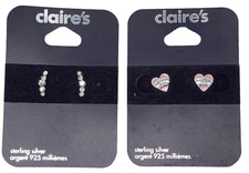 Claire's Earrings Sterling Silver Stud Lot of 2 - NWT