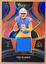 TRE HARRIS DRAFT SELECTIONS RED PRIZM RELIC ROOKIE CARD - 2025 PANINI SELECT