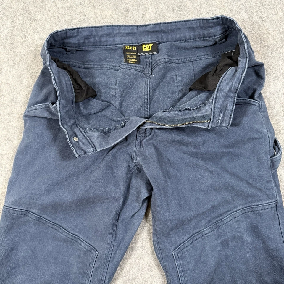 Pantalones de carpintero CAT Caterpillar doble rodilla para hombre talla 34x32 (se adapta a 31x29,5) azules Foto 4 de 4