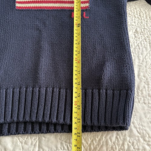 Vintage Polo Ralph Lauren The Iconic Flag America Navy Sweater Kids Medium 10/12 - Picture 10 of 10