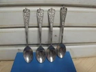 ANTIQUE DANISH SILVERPLATE 4" DEMITASSE BUTTERFLY HANDLE TULIP BOWL SPOON SET