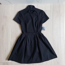 Nasty Gal Dress Womens XS Black Mock Neck Cutout Back Fit Flare Mini Party