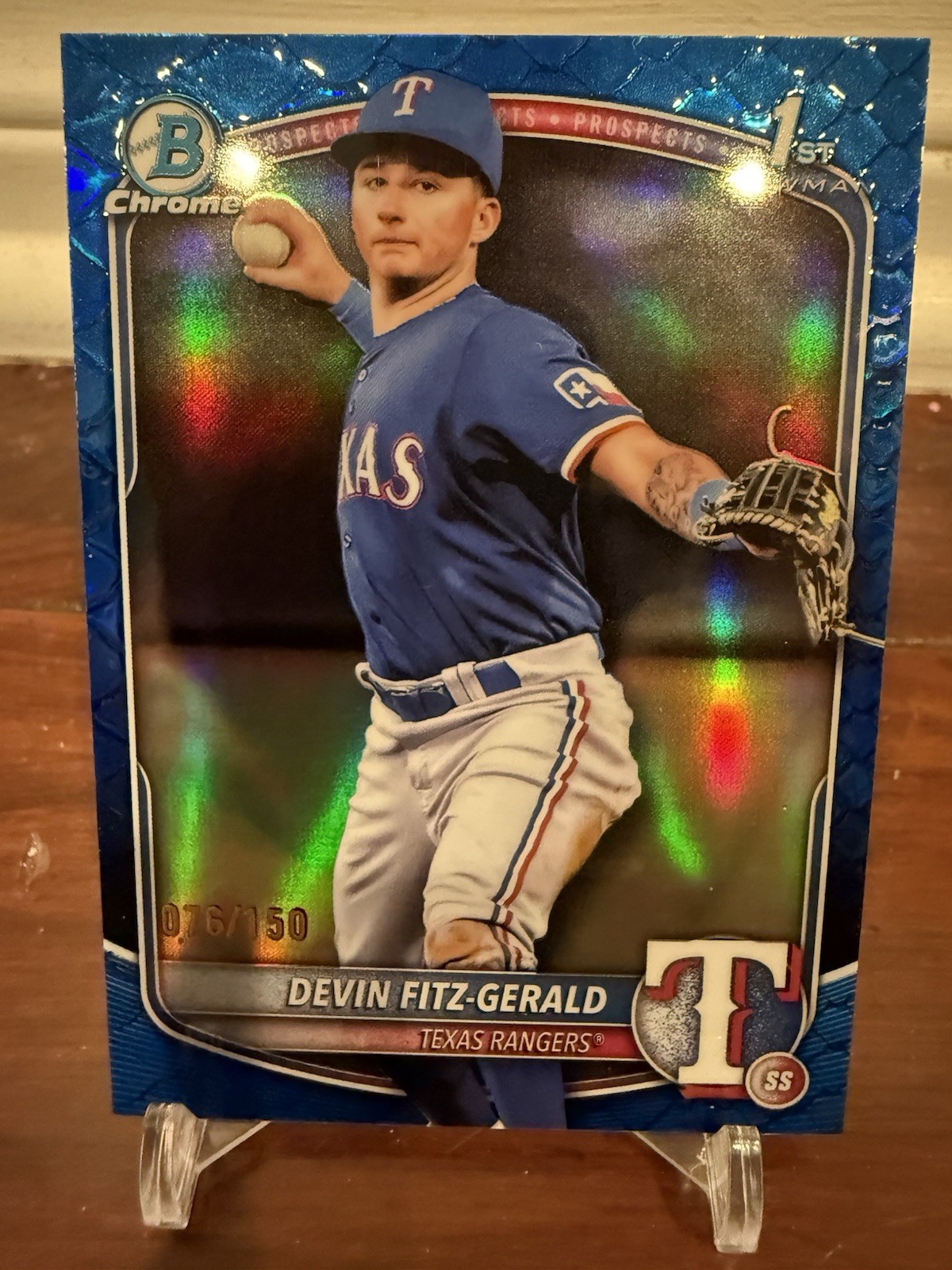 2025 Bowman Chrome Devin Fitz-Gerald 1st Bowman Blue Reptilian Refractor /150