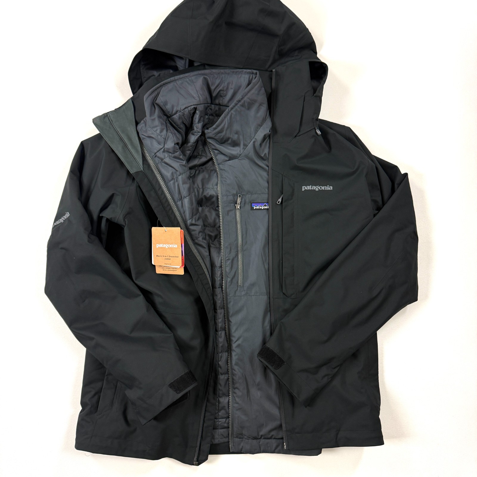 Patagonia Mens Small 3-in-1 Snowshot Jacket H2NO Ski Black H