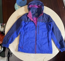 LL Bean Jacket Youth Kids Medium 10-12 Blue Polyester Full Zip Hooded Girls