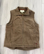 Woolrich Brown Denim Vest Fleece Lined Full Zip Jacket Men’s Large Cotton