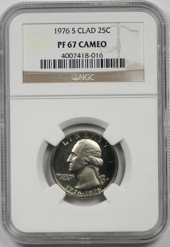1976-S Clad 25C NGC Proof PF 67 Cameo Washington Quarter Bicentennial