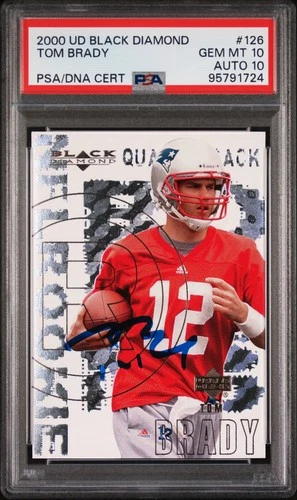 2000 UPPER DECK BLACK DIAMOND #126 TOM BRADY ROOKIE RC PSA 10 DNA AUTO 10