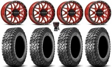 Raceline Krank 14 Wheels Red 30 Predator Tires Honda Rincon Rancher