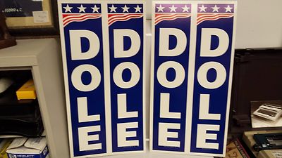 (4) 1996 Bob DOLE  14'' x 28''  Presidential POSTER campaign sign Please LOOK