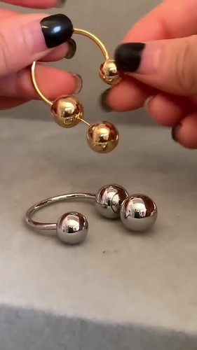 Exaggerated Detachable Balls Round Circle Hoop Stud Post Earrings Piercing Punk - Video 1 of 1