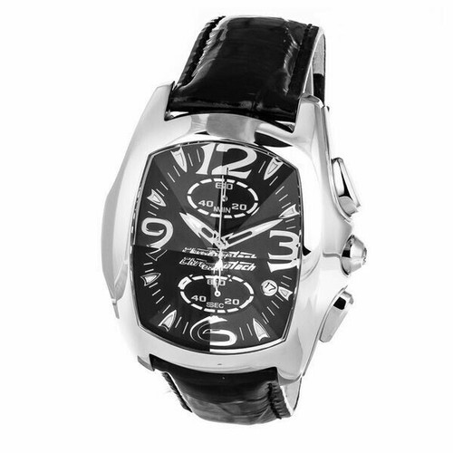 Orologio da uomo vintage Moviga Chronotech bicolore in oro 14k e acciaio inossidabile con cinturino in pelle nera - Italia