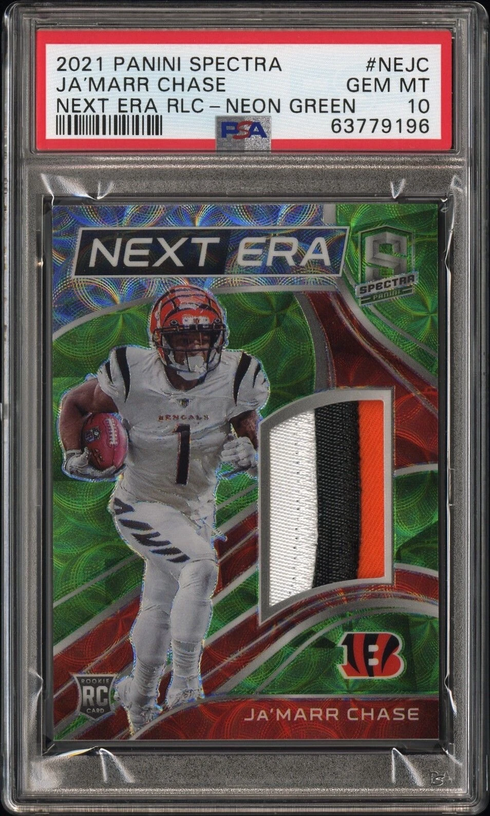 JaMarr Chase Panini Spectra Next ERA Relics #NEJC Neon Green