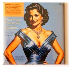 Woman in Blue Evening Gown FRIDGE MAGNET fashion advertisement "style B"