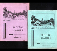 Lot de 2 Protege Cahier BOISSONS Sirop Jus de Fruits "L'EXOTIC" illustré AFRIQUE