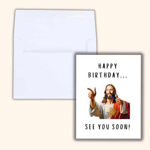 See You Soon Jesus Funny birthday card rude birthday card For Him Her Husband - Picture 3 of 3
