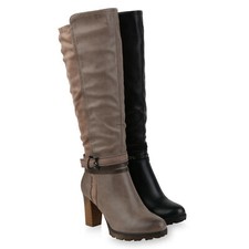 Klassische Damen Stiefel Gefütterte Boots Schnallen Zipper 825360 Schuhe