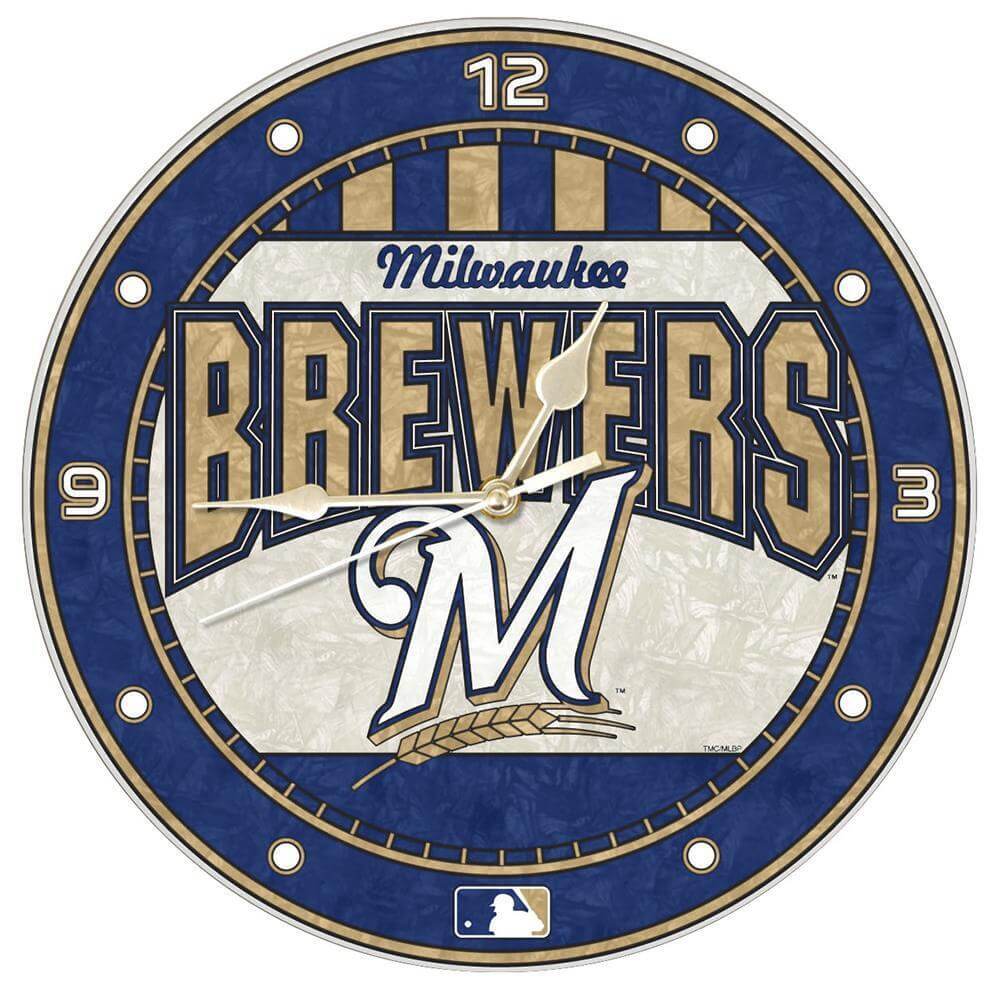 Настенные часы Milwaukee Brewers 12 из художественного стекла