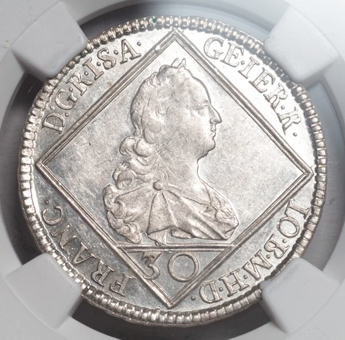 1749, Austria, Francis I Stephen. Silver 30 Kreuzer Coin. Hall mint! NGC AU-58!