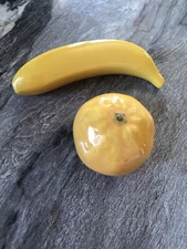 2 Vintage Ceramic Porcelain Fruit Veggie Banana & Yellow Tomato FREE SHIPPING