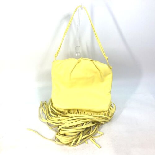 Bottega Veneta 630363 The Fringe Pouch Shoulder Bag Leather Women'S Yellow - Picture 1 of 9