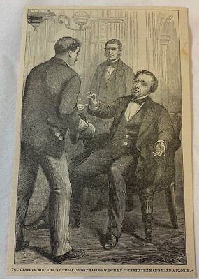 #ad #ad 1881 magazine engraving MAN REWARDS ANOTHER FOR BRAVERY $8.06