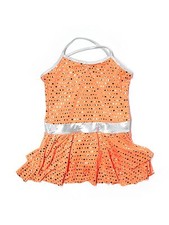 A Wish Come True Orange Silver Polka Dot Fuego 6173 Dance Costume Size XLC Plus