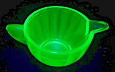 Akro Agate Large Interior Panel Transparent Green Creamer-Glows Under Black Lite