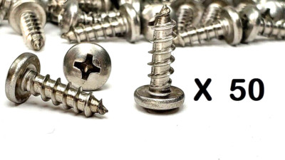 #10 x 5/8'' Stainless Steel Phillips Pan Head Sheet Metal Screw - 50 PCS