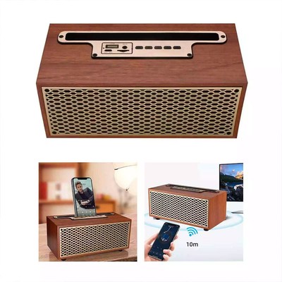Retro Bluetooth Lautsprecher + FM Radio Tragbar Mp3 USB AUX Sound Box Holz Optik