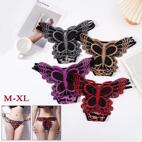 Sexy Frauen Dessous Schmetterling Stickerei Tangas Unterwäsche Höschen G- >