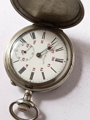 Pocket watch Henry Moser. Hunter pocket watch ,nickel chrome case - Picture 2 of 11