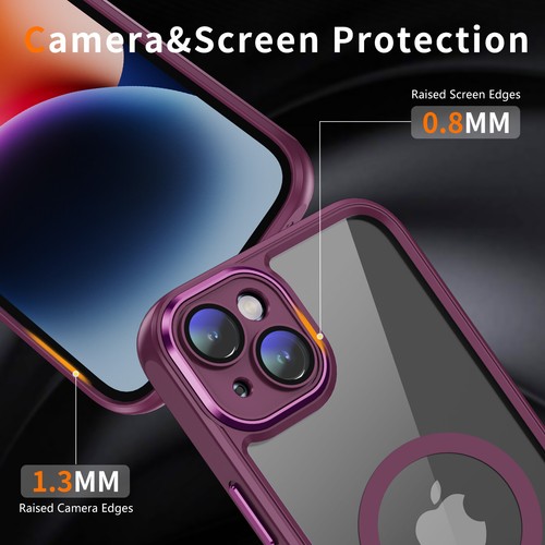 For iPhone 15 14 Pro Max 13 12 Transparent Magsafe Lens Protection Case Cover - Photo 50 sur 55