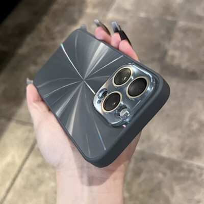 Laser Aurora CD Pattern Glass Camera Protection Case For iPhone 15 14 Pro Max 13