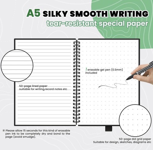 Reusable Smart Notebook Digital Notepad Lined Dotted Erasable Pen Modern - Picture 2 of 9