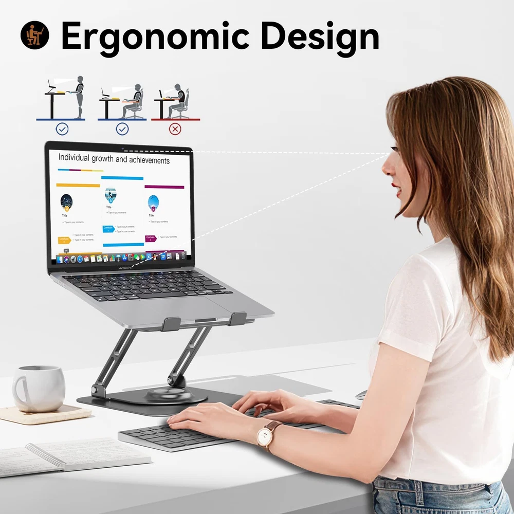 Adjustable 360° Rotating Ergonomic Laptop Stand for Desk