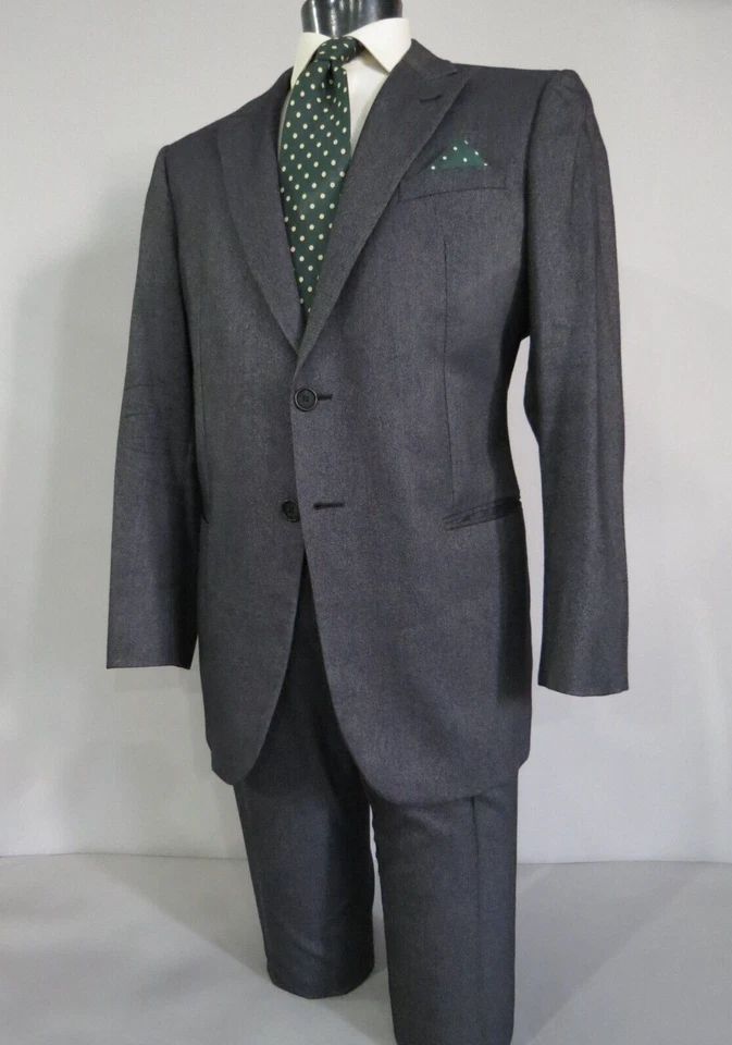 Current Giorgio Armani Black label side vented flat front slim cut suit 46 R - Image 3 of 4
