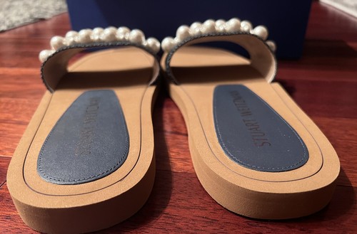 Sandalias Stuart Weitzman con etiquetas Slide Goldie Denim Perla Índigo talla 9.5B - Imagen 6 de 7