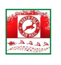 Christmas Sign / north pole airmail / santa reindeer sign /flying reindeer