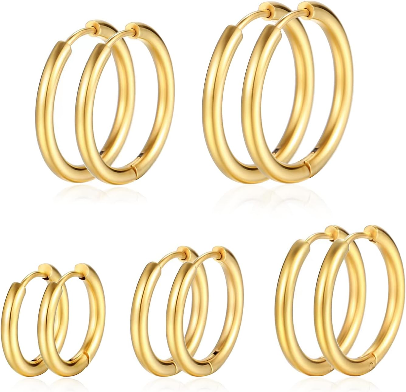 14K Gold-Plated Hypoallergenic Small Hoop Earrings for Women-image