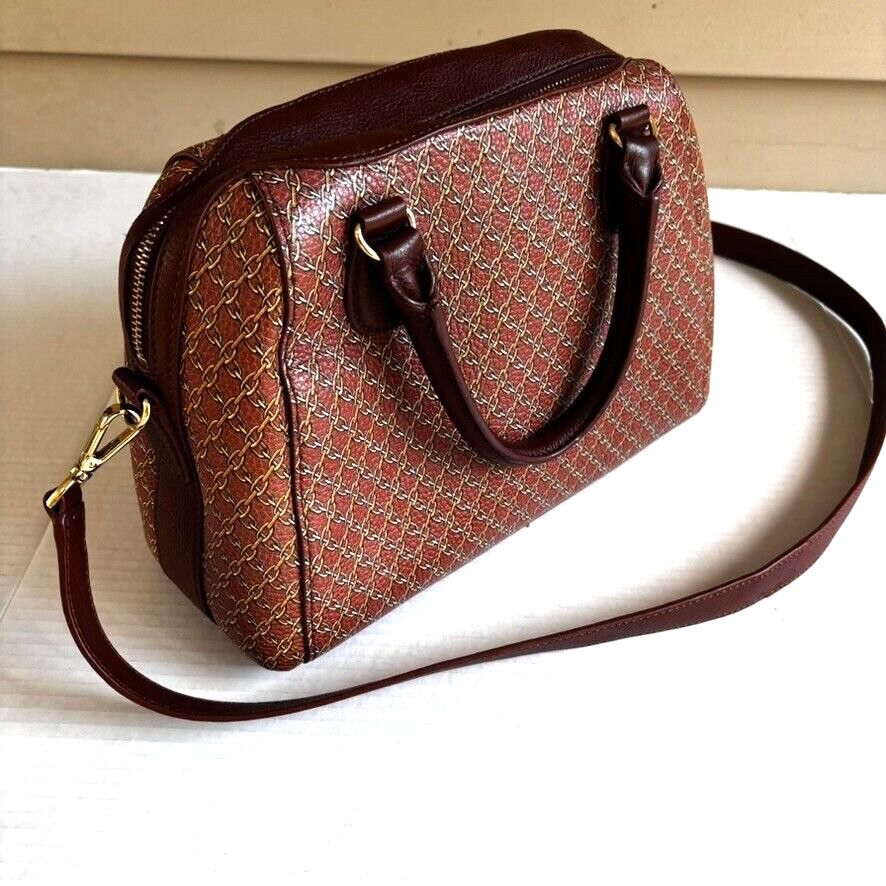 Talbots Brown Chainlink Pattern Leather Satchel (… - image 6