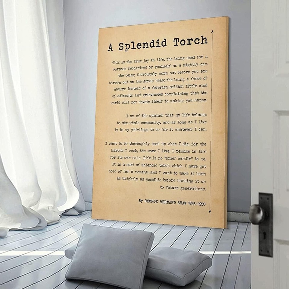 A Splendid Torch Quote by Bernard Shaw Poster Canvas Art Poster